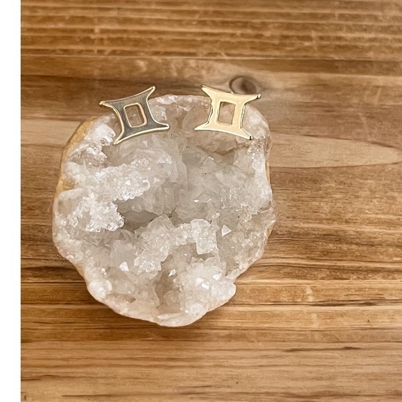 Gold Gemini Zodiac Astrology Sign Post Earrings -Small Boho Glam Chic Gift -New - Picture 10 of 15